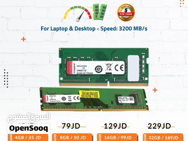 Kingston VALUE RAM DDR4 FOR LAPTOPS & PC-رام كينجستون ل لابتوبات واجهزة الكمبيوترPC-