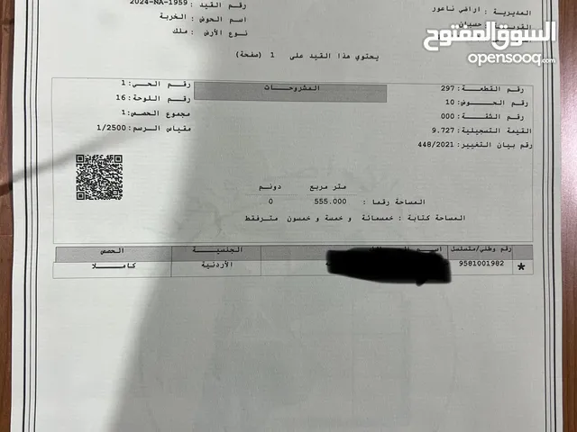 Residential Land for Sale in Amman Naour