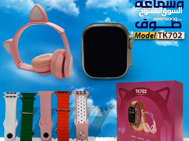 ساعه لمس ذكيه مع خمسه احزمه مع سماعه طوق