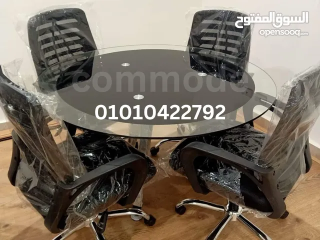 ترابيزه اجتماعات مودرن زجاج سيكوريت مستورد+كراسي مستورده اثاث مكتبي  meeting room 80cm ,100cm, 120cm