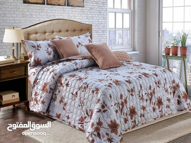 _لحاف عـرائـسي مضغوط6قطع قطني ذو الوجهين المختلفين محبوك