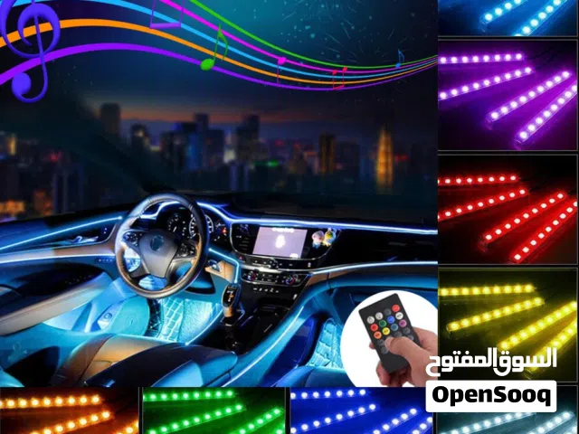 اضائه مخفية لغرفة السيارة اضواء LED عدد 4 قطع مع ريموت يغير كل الالوان سهل تركيب عالولاعه ضوء زينه