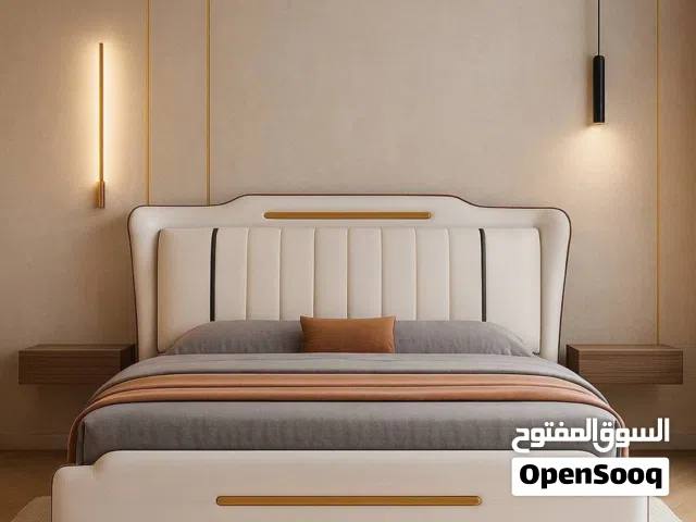 سرير خشبي نفرين بتصميم عصري ( لون أبيض )
