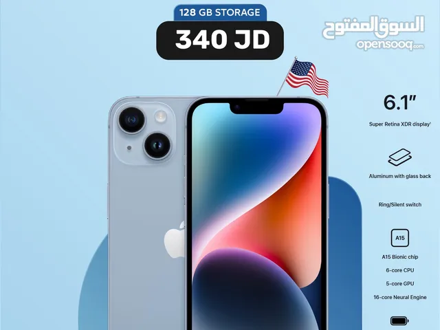 iPhone 14 128GB جديد كلياً بدون كرتونة eSIM وارد أمريكا MDM بسعر مميز