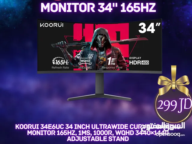 شاشه KOORUI 34أنش الترا وايت جديده بسعر 299 د فقط الكميه محدوده
