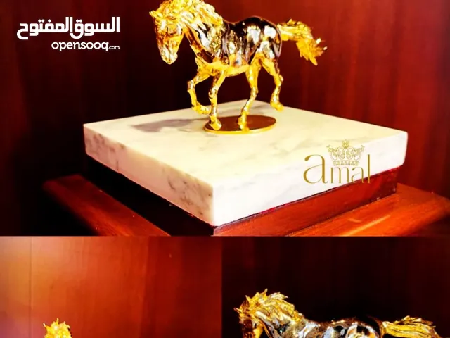 Running Horse Material Brass, 24k Gold Electroplated, Height 5 inches