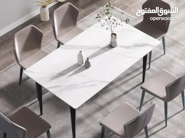 طاولات سفرة رخام مصنع وكراسي معدن