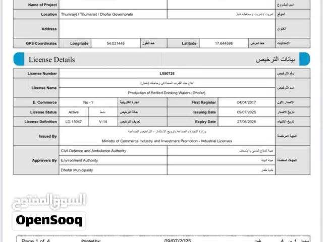 ترخيص صناعي للبيع العاجل