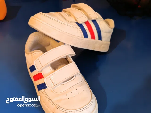 حذاء ولادي (Addidas) اصلي   لون ابيض وازرف  نمرة 25.5