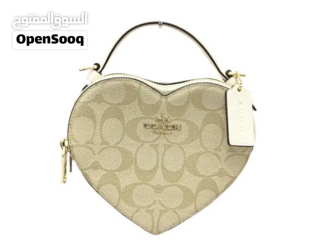 Coach Heart Crossbody Bag Signature Canvas Chalk/Khaki Gold Hardware