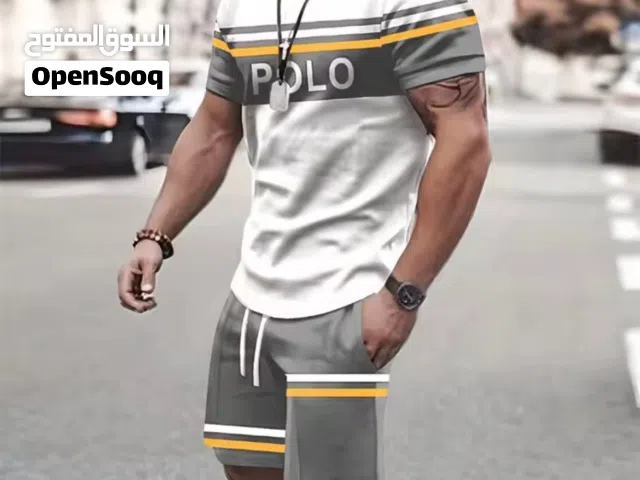ترينينغ رجالي صيفي بولو  تيشيرت + شورت ستايل رياضي أنيق وكواليتي عالي
