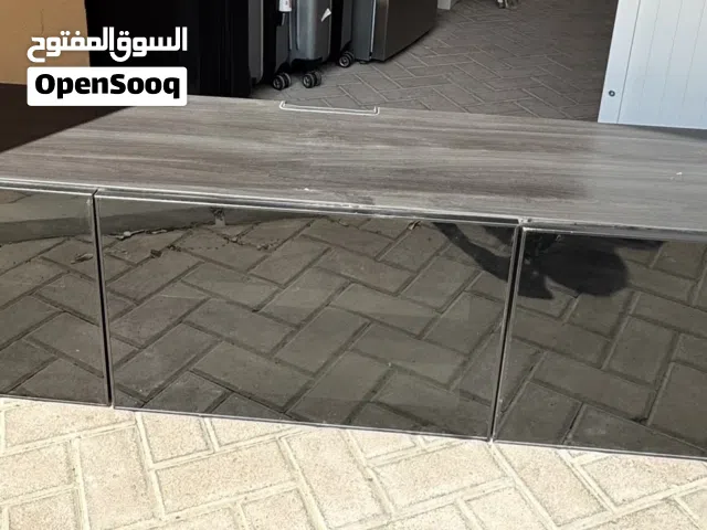 Modern black tv console with storage