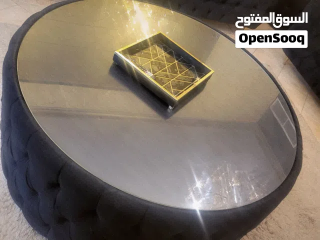Elegant Round Coffee Table 130 cm – Glass Top & Velvet Base