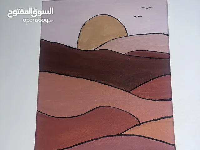 لوحة فنية مرسومة باليد بالوان صحراوية