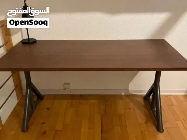 Desk, 160x80 cm, Dark wood, steel legs, high quality from ikea in a good condition
