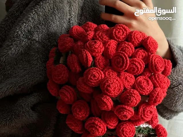 مفرش كروشيه "باقة الورد"