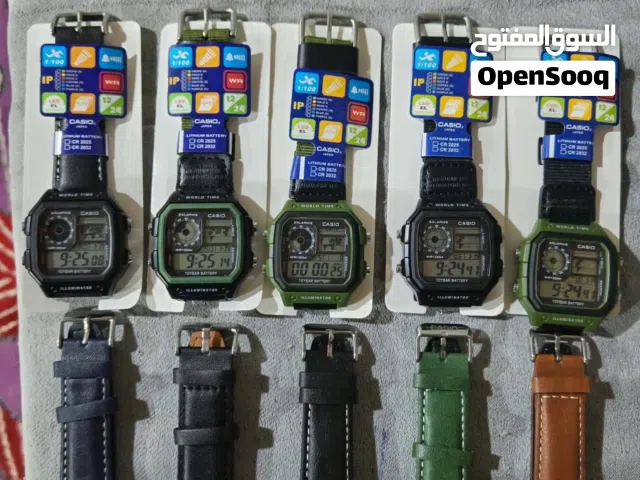 ساعه كاسيو خريطه ياباني جديد، سير جلد وسير عسكري قماش،