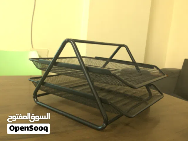 Brand New 2-Tier Black Mesh Metal Desk Organizer - منظم ملفات مكتبي معدني قطعتين جديد ممتاز
