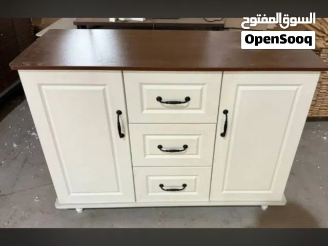 بوفيه ابيض خشب لغرفة المعيشة   خزانة بتصميم كلاسيك  متعددة الاستخدام  نوع الخشب MDF عالي الجوده