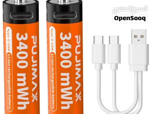 بطاريات شحن AA تايب سي ( باتري قلم ) ماركة Pujimax مع كيبل مزدوج للشحن ليدات تحكم كويست 2 و 3 و 3s