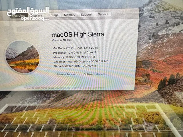 Apple 1278  MacBook pro  13 inch core i5  Ram 8GB / 256 SSD