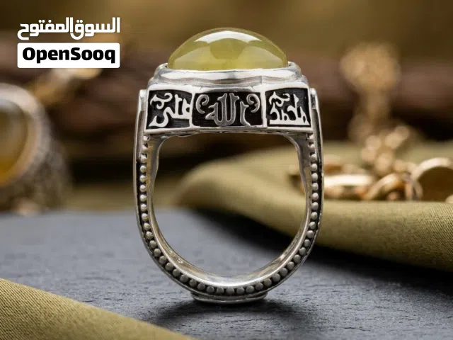 خاتم عقيق اصفر شرف الشمس صياغة سلجوقية