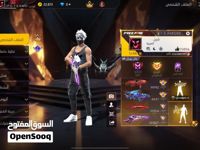 حساب فري فاير مشحون عليه واجد للبيع غير قابل للبدل
