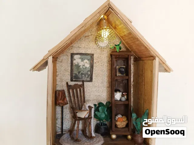 مجسم كوخ مصغر صنع يدوي باضاءة