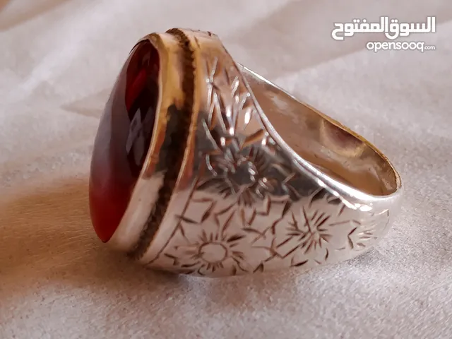 خاتم صياغة يدوية قديمة متوج بالعقيق كرز الكرز