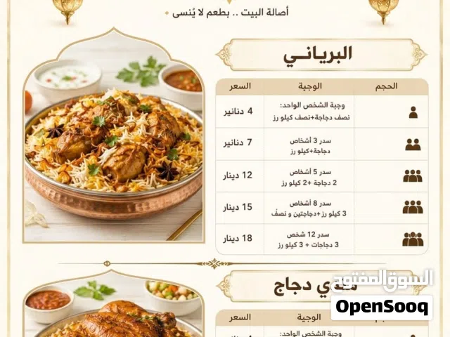 مطبخ بيت الغانم  للطبخ المنزلي نقدم جميع انواع المأكولات السورية والخليجية والاردنية