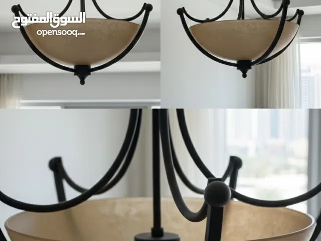 Elegant 3-Light Bronze & Frosted Glass Chandelier – Excellent Condition