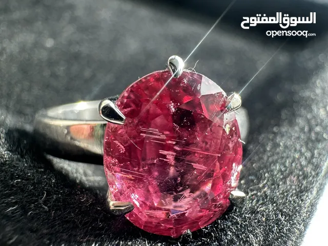 Rubilite gemstone silver ring