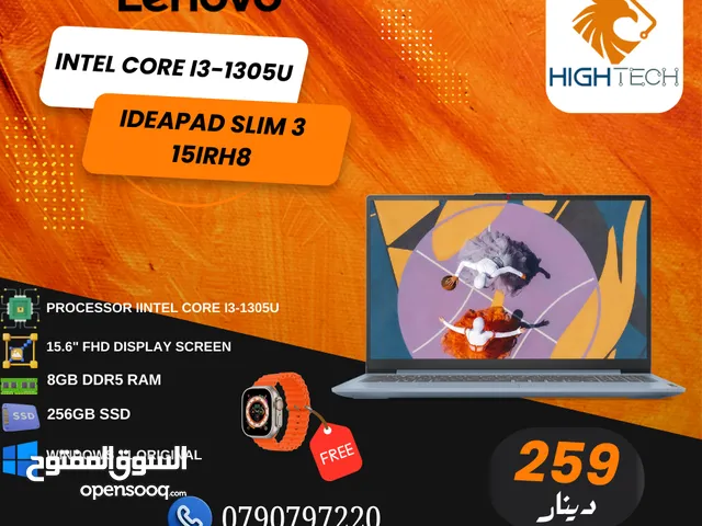 Lenovo intel core i3-1305U-15IRH8-انتل كور اي 3 8جيجا رام-256جيجا-15.6" فل اتش دي لابتوب