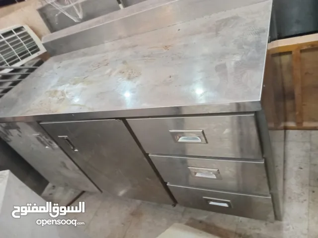 Steel table and cupboard