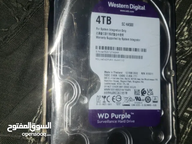 WD Purple 4TB:      العرض الاقوى - سعة تخزين كبيرة: 4 تيرابايت لتسجيل وحفظ البيانات