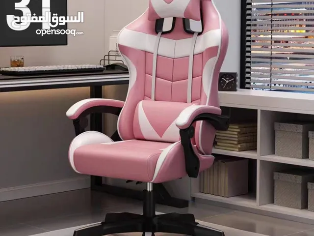 كرسي ألعاب ALEAVIC وردي اللون، ظهر مرتفع، مريح وقابل للتعديل، كرسي ألعاب من جلد البولي يوريثان بتصم