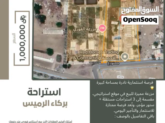 مزرعة واستراحة للبيع بركا الرميس