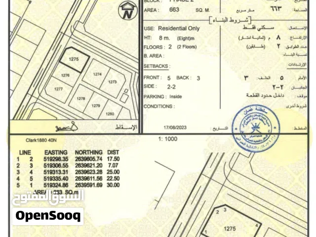 أرض كورنر مفتوحه من ثلاث جهات -  النهضة 2 – مشايج، ولاية السويق المساحة: 663 متر مربع