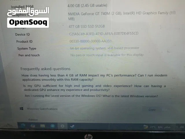 لابتوب جيل رابع i7 و هارد ssd وكرت شاشة منفصل – نظيف و قوي
