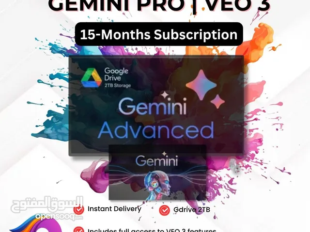 حساب Gemini pro Veo 3 مع مساحة قوقل درايف 2 تيرا