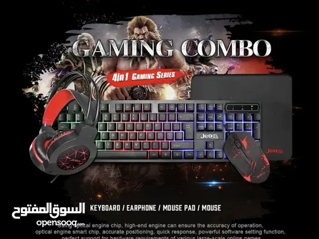 ماوس + كيبورد + سماعه + باد ماوس جيمنج ملون سلكي ديسكتوب JEDEL CP-01 4 in 1 USB WIRED GAMING COMBO
