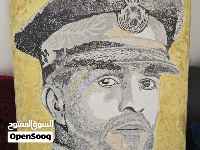 لوحة  السلطان قابوس رحمة الله عليه بتقنية الكولاج