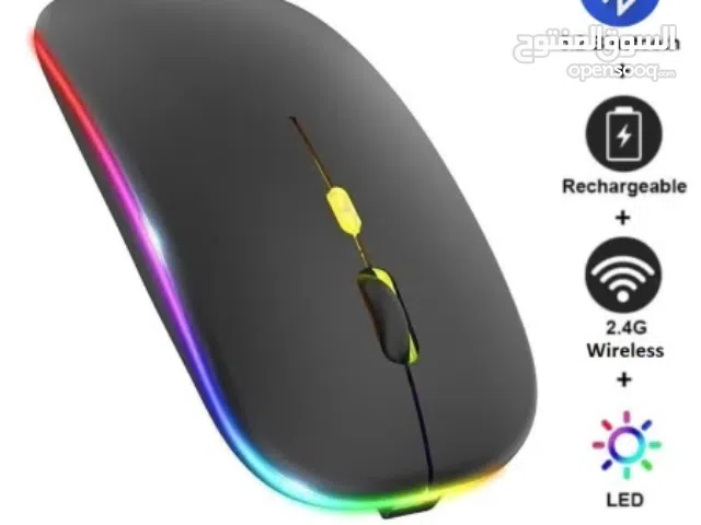 A stylish wireless mouse that uses Bluetooth 5.2 and 2.4G technology, is rechargeable, has colorful