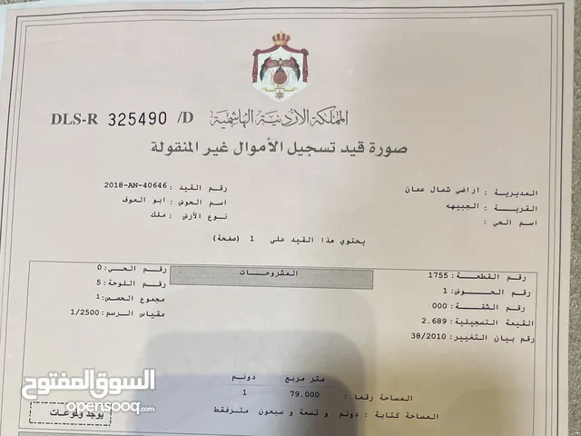 Residential Land for Sale in Amman Jubaiha