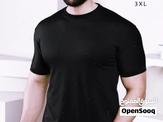 تيشيرت ساده رجالي ( اسود / ابيض ) خامه قطني زيتي درجه اولى ليكرا اصلية مناسب للفصل الصيف