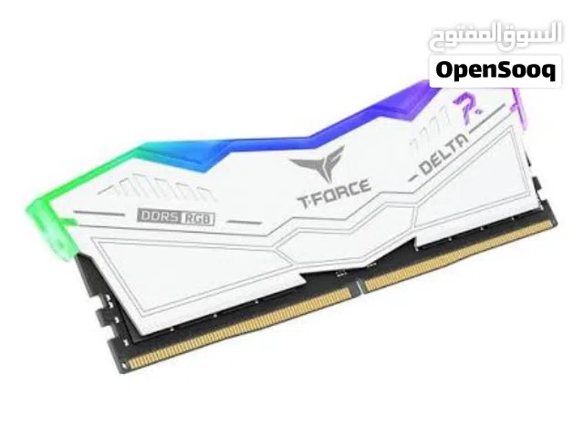 رام TEAMGROUP T-Force Delta RGB DDR5 Ram 64GB (2x32GB) 6000MHz CL38 لون ابيض