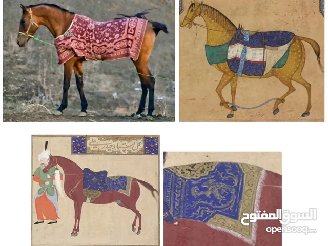 سرج حصان - سجادة إيرانية يدوية الصنع من الحرير بالكامل، عتيقة، عمرها حوالي 80 عامًا Horse saddle