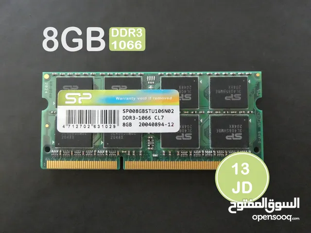 رام لابتوب DDR3 حجم 8 جيجا تردد 1066