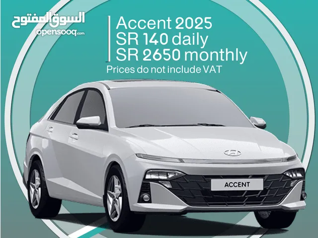 Hyundai Accent 2025 for rent - Free Delivery for monthly rental