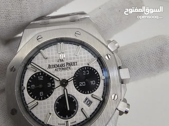AUDEMARS PIGUET CHRONO  WORKING SWISS CLONE silver white and silver blue AUTOMATIC WATCH